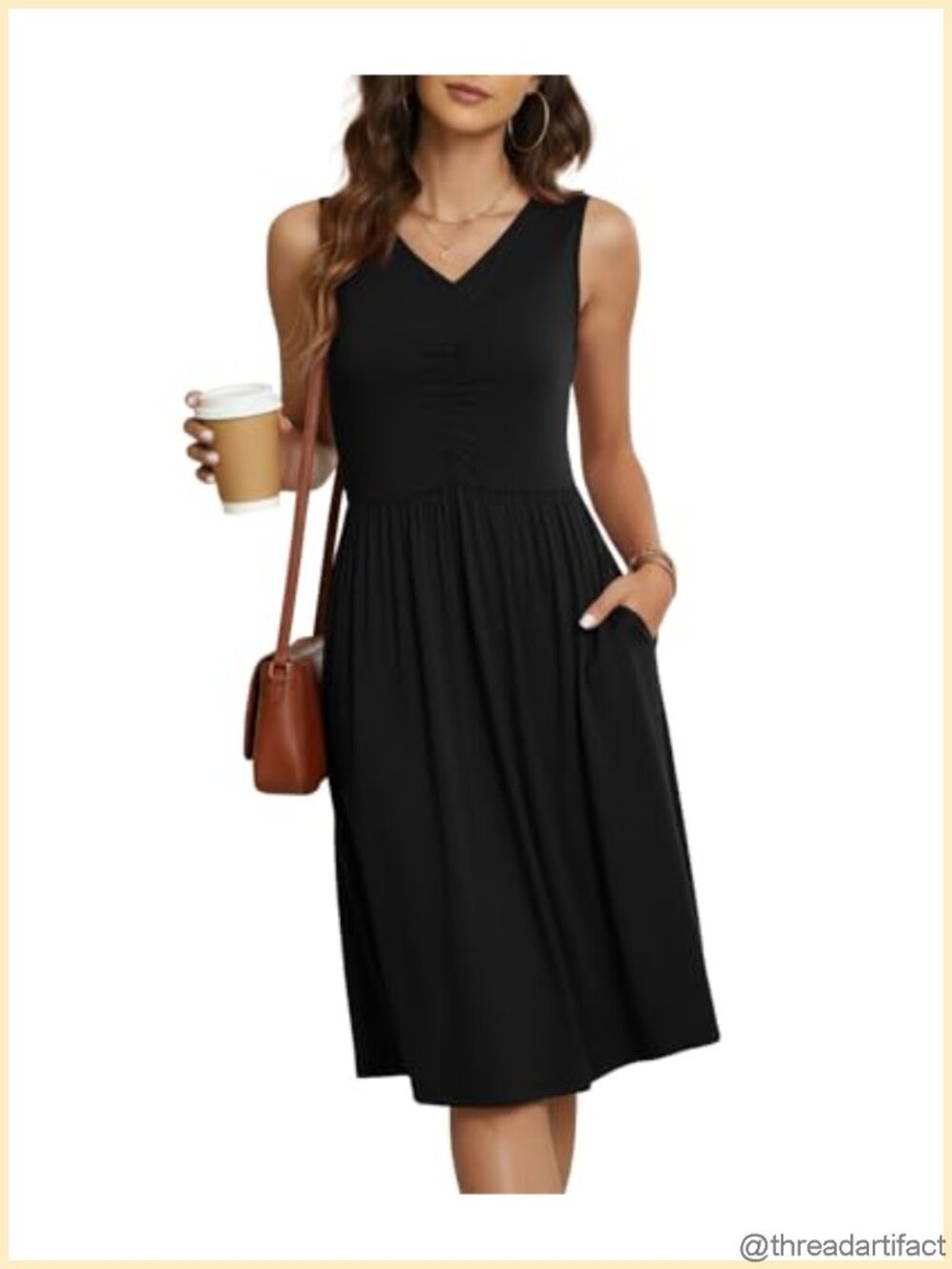 Sleeveless Knee Length Sundress with Pockets